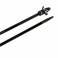 Forney Cable Ties, 6 in Black Arrowhead Push Mounts 62113